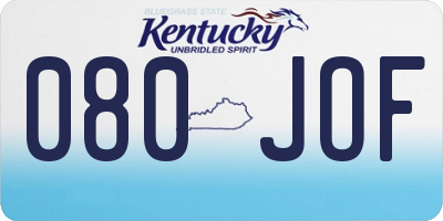 KY license plate 080JOF