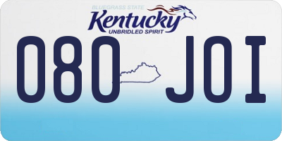 KY license plate 080JOI