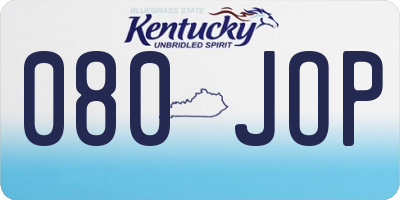 KY license plate 080JOP