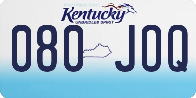 KY license plate 080JOQ