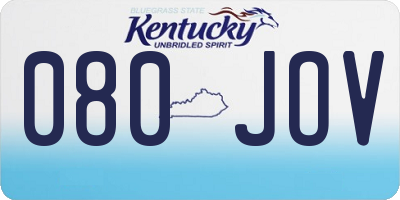 KY license plate 080JOV