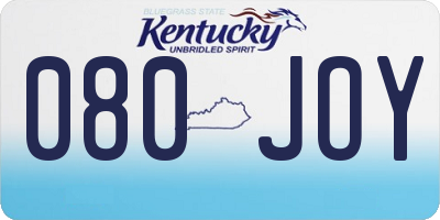 KY license plate 080JOY