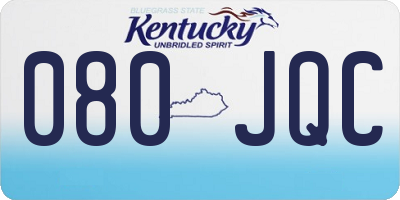 KY license plate 080JQC