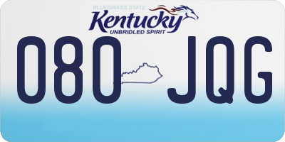KY license plate 080JQG