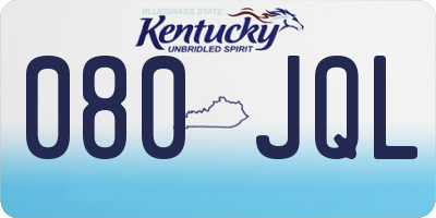 KY license plate 080JQL