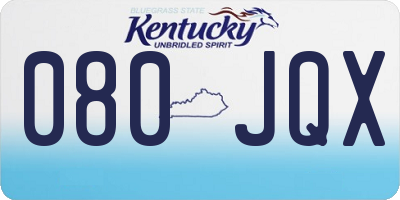 KY license plate 080JQX