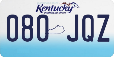KY license plate 080JQZ