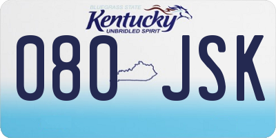 KY license plate 080JSK