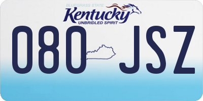 KY license plate 080JSZ