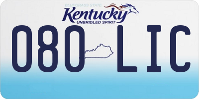 KY license plate 080LIC