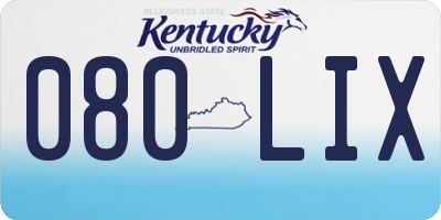 KY license plate 080LIX