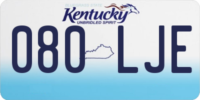 KY license plate 080LJE