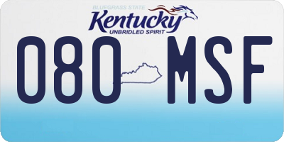 KY license plate 080MSF