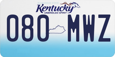 KY license plate 080MWZ