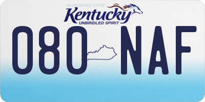 KY license plate 080NAF