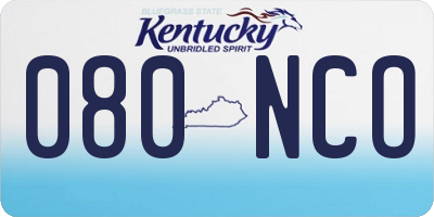 KY license plate 080NCO