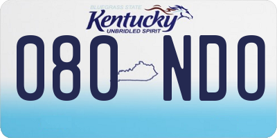 KY license plate 080NDO