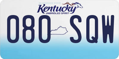 KY license plate 080SQW