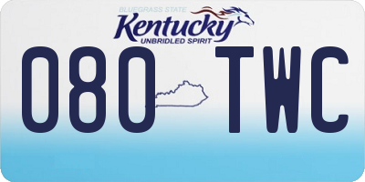 KY license plate 080TWC