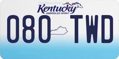 KY license plate 080TWD