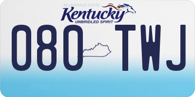 KY license plate 080TWJ