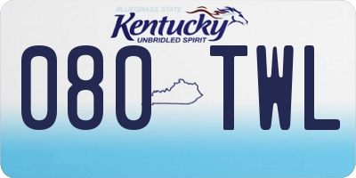 KY license plate 080TWL