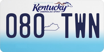 KY license plate 080TWN