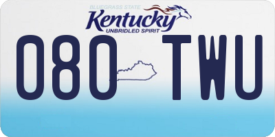 KY license plate 080TWU