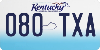 KY license plate 080TXA