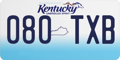 KY license plate 080TXB