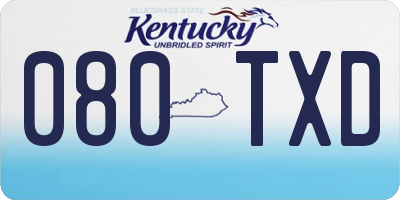 KY license plate 080TXD
