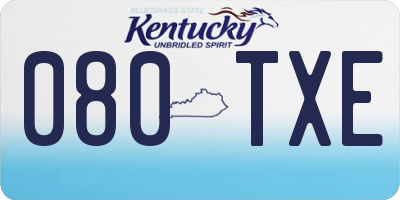 KY license plate 080TXE