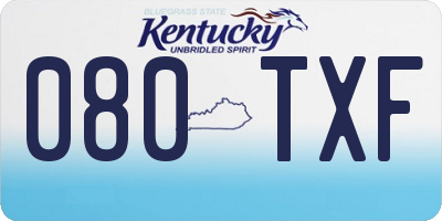 KY license plate 080TXF