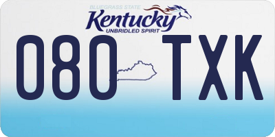 KY license plate 080TXK