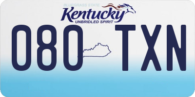 KY license plate 080TXN