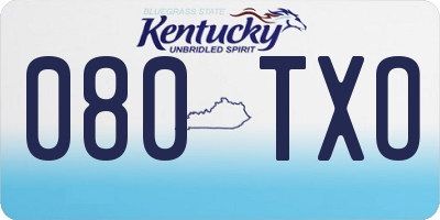 KY license plate 080TXO