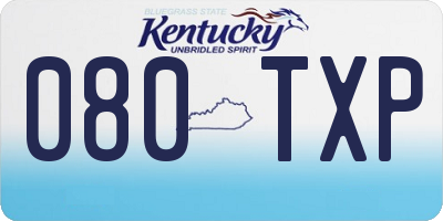 KY license plate 080TXP