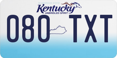 KY license plate 080TXT