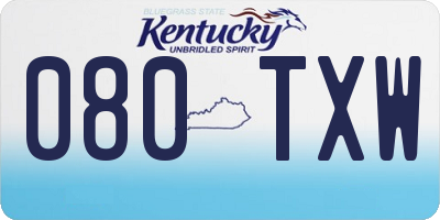 KY license plate 080TXW