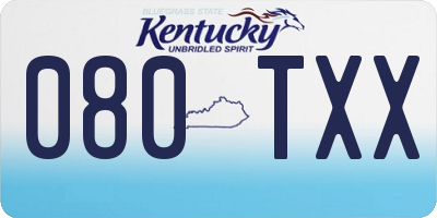 KY license plate 080TXX