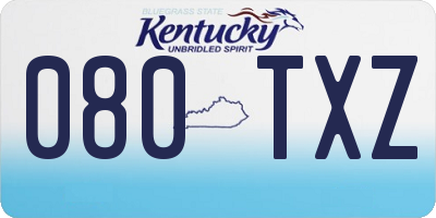 KY license plate 080TXZ