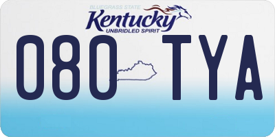 KY license plate 080TYA