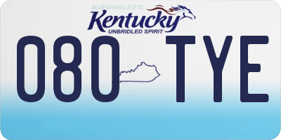 KY license plate 080TYE