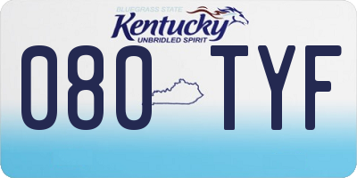 KY license plate 080TYF