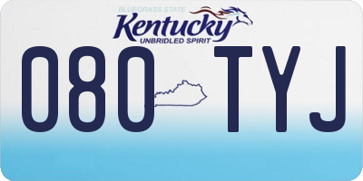 KY license plate 080TYJ