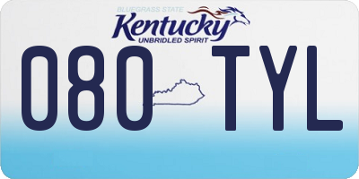 KY license plate 080TYL