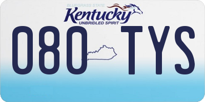 KY license plate 080TYS