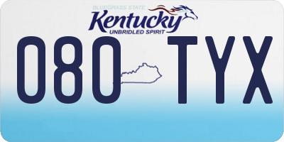 KY license plate 080TYX