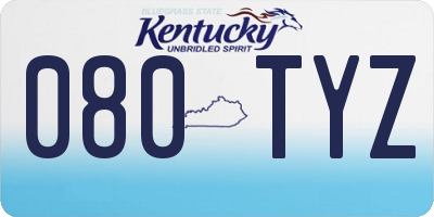 KY license plate 080TYZ