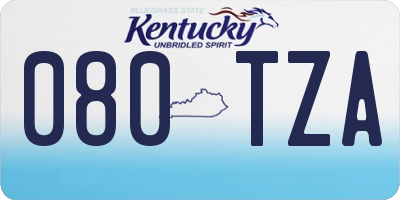 KY license plate 080TZA